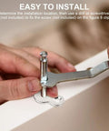 Heavy Duty Figure Eight Table Connectors installation process using a screwdriver on iron clip, showing assembly method.