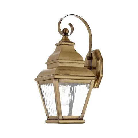 Exeter 1 Light Outdoor Wall Lantern Handcrafted Solid Brass Vintage Pewter Gray Traditional Exterior Lighting Fixture For Porch Patio Or Entryway With Weather Resistant Finish, side view.