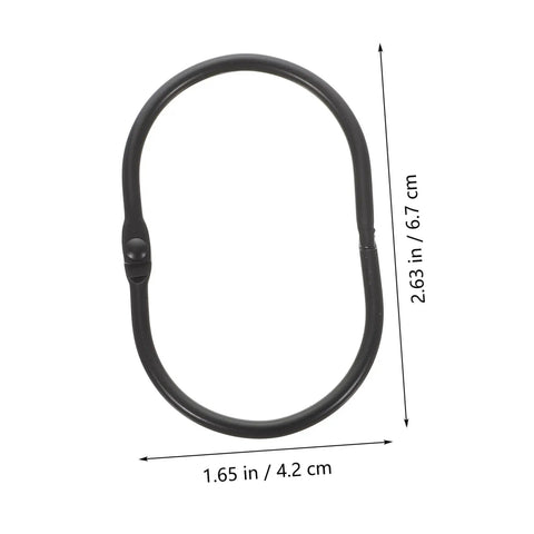30 Pack Oval Shower Curtain Hooks Black Rustproof Metal Rings with Smooth Glide dimensions 2.63 x 1.65 inches