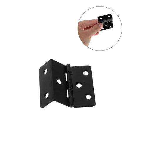 Three Fold Iron Cabinet Door Hinges With Six Hole Mounting Vintage Black Chest Hinges shown in hand for size reference