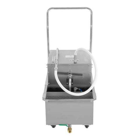 Slick Commercial 55 Liter Fryer Oil Filter Cart Heavy Duty 550 Watt Portable Kitchen Oil Purification Machine 110 Volt Restaurant Bakery Deep Fryer Grease Handler Silver with hose.