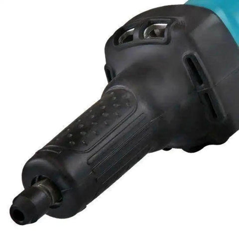 Close-up of Rugged 3.5 Amp 1/4 Inch Die Grinder, 25000 RPM Bad Job Whacker with textured grip and exhaust vents.