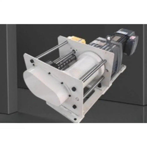 Real Deal Portable Gantry Crane With Electric Winch And Chain Ratchet Built For No Sweat Heavy Lifting And Smooth Material Handling Across Your Workshop Or Yard. Electric winch close-up showing motor and lifting mechanism.
