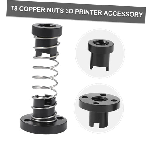 2-Pack Stainless Steel T8 Lead Screws With Copper Nuts Kit For 3D Printers display of T8 copper nut components