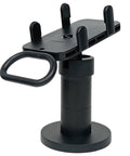 Adjustable Credit Card Reader Bracket With 180 Degree Rotation And 90 Degree Tilt, black ABS material on stand.