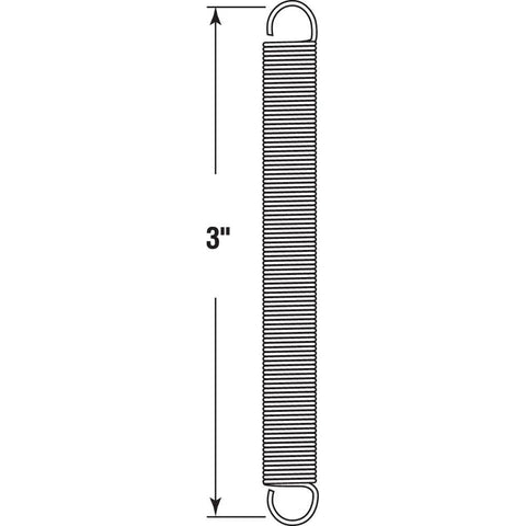 Extension Spring 0.028 Gauge Nickel Plated Spring Steel, Five Sixteenth Inch Outside Diameter, Three Inch Length, Closed Single Loop, 2 Pack diagram