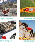 Rugged Cargo Hoist Net Built Tough To Handle The Nitty Gritty Tear Resistant Straps for securing loads in truck beds and lifting.