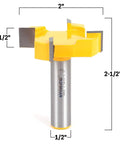 Spoilboard Surfacing Router Bit, Two Inch Diameter, One Half Inch Cutting Length, One Half Inch Shank, Pro Grade Multi Blade