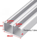 Heavy Duty Sliding Door Track Kit With Aluminum Alloy Double Track Rails And Roller Set dimensions and thickness shown