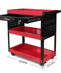 Garden Tool Organizer Cart With Three Tier Mobile Trolley Auto Repair Cabinet Heavy Duty Metal Tool Storage