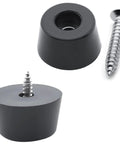 Twelve Piece Set Of Heavy Duty Round Rubber Feet Bumpers With Included Stainless Steel Screws One Inch Wide Top Half Inch Tall Anti Scratch Cabinet Table Leg Pads Rock Solid Non Slip Grip Kit with screw.