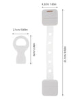 Adjustable Cabinet Locks With Key For Baby Proofing And Kid Proofing showing dimensions for safety lock and key