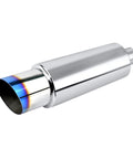 Deep Tone Exhaust Muffler With 2 Inch Inlet And 3 Inch Outlet Stainless Steel Universal Fit Straight Through N1 Style Burnt Tip