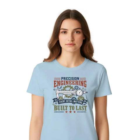 Cool Vintage Blueprint T-Shirt With Caliper Design For Mechanics And Engineers Perfect Garage Gear For Project Planning Or Daily Hangouts on a model.