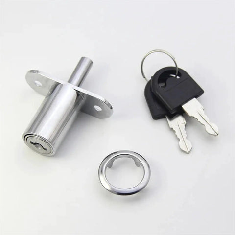 Beefy Heavy Duty Keyed Cam Cylinder Locks for Doors and Cabinets, 22mm 32mm alloy construction with keys on white background