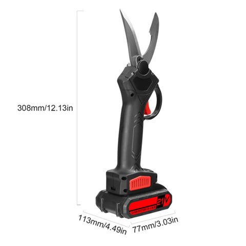 Heavy Duty 21V Electric Kitchen Shears Brushless Cordless Meat And Bone Cutter Multi Purpose Cooking Scissors side view with dimensions