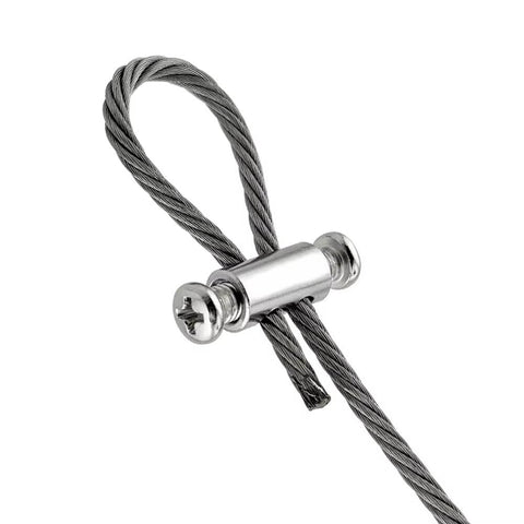 20 Pack Adjustable Wire Rope Clips For 2mm And 3mm Ropes, Double Hole Cable Clamps With Thread Locker Screws, installed on wire