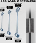 Heavy Duty Door Hinge Adjustment Tool For 14 To 25 Mm Doors, Residential Door Hinge Repair Kit For Sagging Or Misaligned Doors, Easy Alignment And Smooth Operation With High Precision Wrench And Spanner Included shown with hinge.