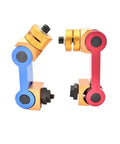 1Pcs Universal Adjustable Cnc Mill Workpiece Stop Positioner For Lathe Machining With Multi Function Locator Tool And M10 Mounting Bolts Pro Grade Shop Essential in blue and red colors, used for precision milling.