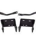 Set Of 4 Front Bumper Face Bar Brackets Retainer Mounting Braces For Chevy Silverado 2500HD 3500HD 2011 To 2014 Easy Install Durable Front End Support Hardware displayed with two top brackets and two bottom brackets, black metal