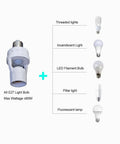 PIR Motion Sensor Light Socket E26 E27 Smart Lamp Holder Auto On Off For Garage Basement Porch And Storage Room, No Tools Needed, Easy Screw In Install, Turns Any Bulb Into Motion Activated Lighting, 1 Pack with E27 bulb types under 60W
