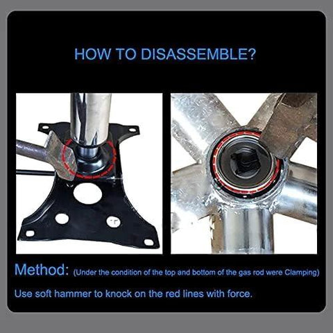 Disassembly guide for Tall Gas Lift Cylinder Replacement For Drafting Chairs And Bar Stools showing base removal.
