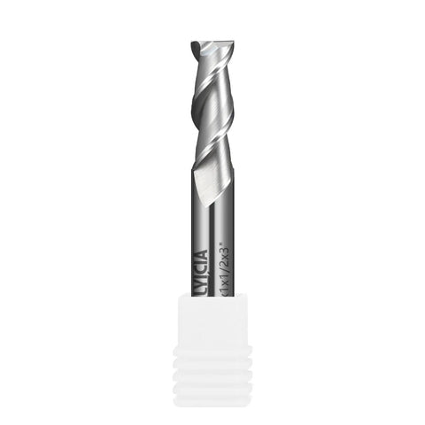 Front view of Beefy Half Inch Carbide Square Nose End Mill With Two Flutes Uncoated Milling Cutter For Aluminum Copper And Alloys