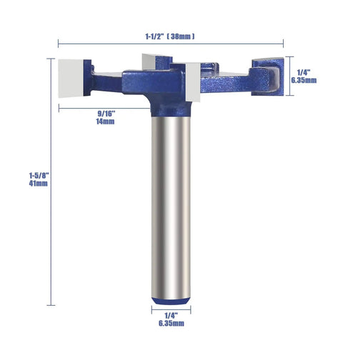 CNC Spoilboard Surfacing Router Bit With One Quarter Inch Shank Four Wing Carbide Rabbet Slot Cutter For Woodworking