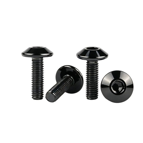 4Pcs M6x12mm Black Allen Bolts 304 Stainless Steel Socket Head Cap Screws with smooth domed heads, ideal for motorcycle and bike upgrades.