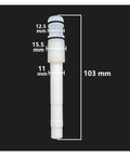 Size dimensions of component from 10-Piece Pro Grade PTFE Replacement Kit for IG07 Powder Coating Spray Pump.