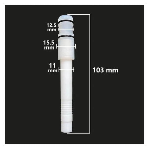 Size dimensions of component from 10-Piece Pro Grade PTFE Replacement Kit for IG07 Powder Coating Spray Pump.