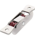 Heavy Duty Double Wheel Pulley For Sliding Doors And Windows Smooth Rolling Nylon Roller With Stainless Steel Shell Silver Finish 4 Pack, close-up view.