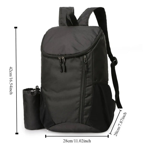 Ultralight Foldable Backpack For Hiking And Cycling Portable Travel Rucksack With Wide Main Compartment Black