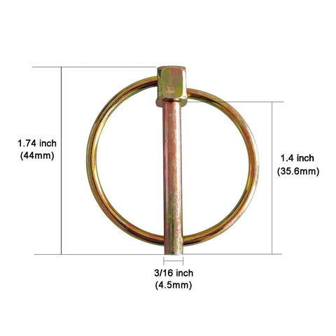 Beefy Heavy Duty Lynch Pin Kit With 10 Lock Pins For Farm Tractors Trailers Trucks And Lawn Mowers, 4.5mm diameter pin image.