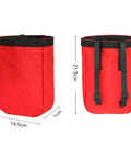 Red Nylon Waist Pack For Rock Climbing And Cave Exploring with belt loops, 2L capacity, and waterproof design, shown from front and back.