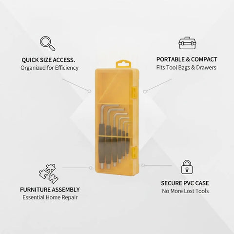 Rock Solid Pvc Hex Key Set With Secure Case That Keeps Nine Essential Wrenches Safe For Easy Furniture Assembly And Quick Home Repairs Anywhere