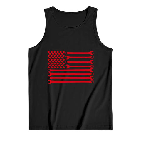 Mens Straight Fire Cotton Tank Top With Bold American Flag And Mechanic Wrench Graphic Breathable Sleeveless Summer Gym Shirt Soft Muscle Tee For Active Hustlers And Fitness Fans Daily