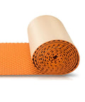 High Density Egg Crate Acoustic Foam Rolls That Stick Right On Walls To Smash Echo And Make Your Home Studio Or Podcast Setup Sound Hella Pro With Peel And Press Backing For Fast Orange Install, showing rolled foam with textured surface.