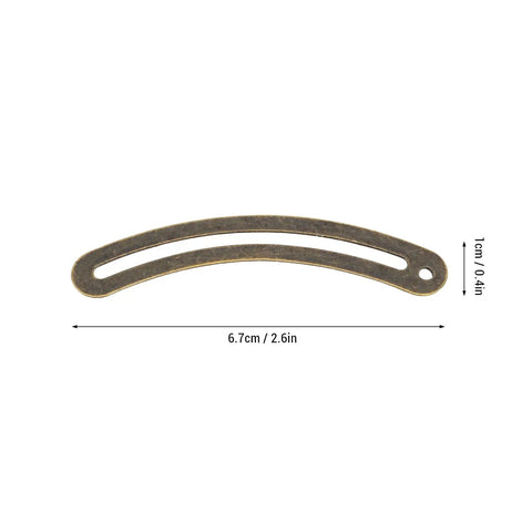 Soft Close Retro Recurved Lid Support Hinge Kit For Wooden Box 100 Pcs Iron Stay Hinges 6.7x1cm bronze piece displayed with dimensions
