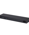 Hella Compact 1U Mini PC Barebone Rig With Intel Core I5-4200U Dual Core Chipset And Quad Port 2.5G Ethernet Cards rear view, black aluminum chassis.
