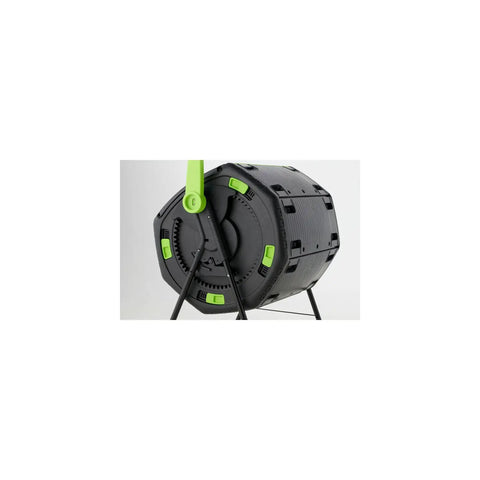 48 Gallon Dual Compartment Compost Tumbler With No-Fuss Turn And Continuous Cycle, side view of rotating design garden bin.