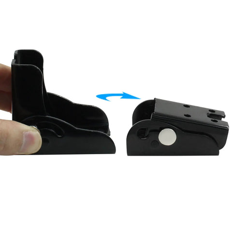 Badass Heavy Duty 90 Degree Folding Table Leg Brackets 2 Pack Black Zinc Plated Iron showing hinges for easy folding and storing.