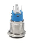 Stainless Steel Auto Reset Push Button Switch With White LED Ring Self Locking IP66 Waterproof Anti Rust Heavy Duty Industrial Control Starter Relay And Automotive Power Equipment, 16mm threaded back view