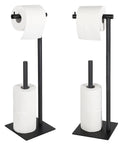 Set Of 2 Freestanding Toilet Paper Holder Stands With Built In Storage For Bathroom Black Finish Minimalist Design Easy Access Tissue Roll Dispensers Rust Resistant Iron