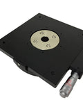 R125B L Manual Rotating Stage With 125 mm Platform Diameter Ball Bearing Construction 360 Degree Coarse Rotation Plus Minus 5 Degree Fine Rotation When Locked 1 Degree Dial Graduations Supports Up To 5 Kg Ideal For X Y Z Rotation Setups, close-up view