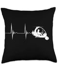 Aviation Heartbeat Graphic Throw Pillow 18x18 Multicolor For Pilots And Gyrocopter Fans, featuring heartbeat line with gyrocopter.