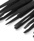 Antistatic Plastic Tweezers Kit For Electronics And Craftwork Handy Precision Black 6 Piece Set Static Safe Pickup Tools shown close-up
