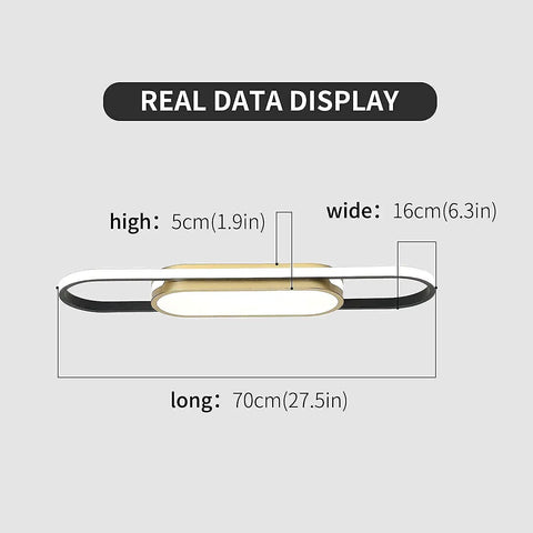 Modern LED Flush Mount Ceiling Light With Remote, Dimmable 40W Panel, 2.3ft Acrylic Fixture with dimensions shown