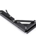 Heavy Duty Folding Shelf Bracket Set Black Metal Triangular Hinge Supports For Wall Mounted Shelves and Benches 8 Inch