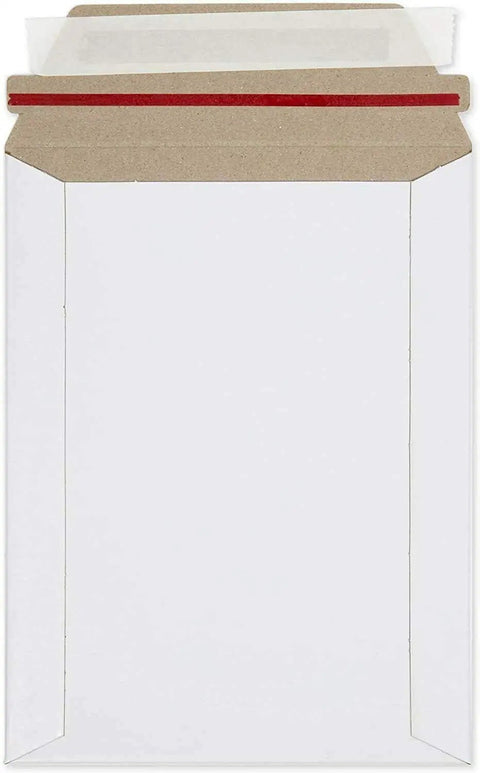 6x8 Inch Ultra Thick 450GSM Stay Flat Cardboard Mailers, 100 Pack White Shipping Envelopes with peel and seal closure